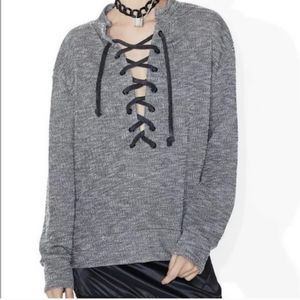 NWT Dolls Kill x Daydream Nation Terry Dream Lace Up Sweater Pullover